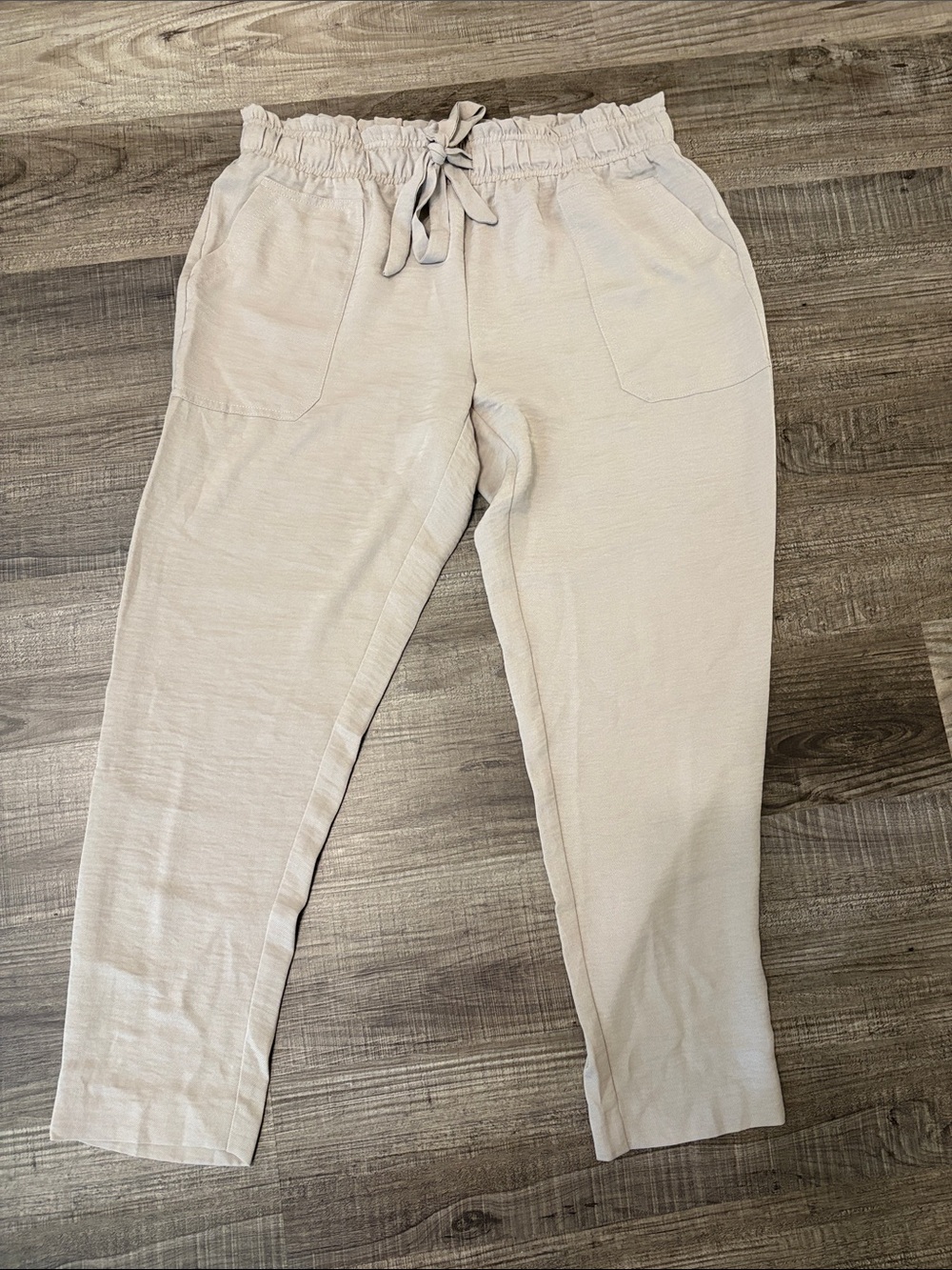 Soho Cream Elastic Waist Drawstring Pants